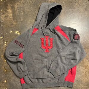IU Hoosiers Hoodie XXL Gray Red Fleece Pullover Cozy College Sweatshirt